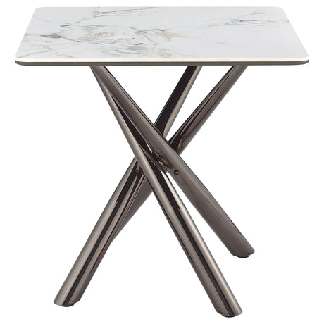  Coaster Furniture Carvell 708137 Square Sintered Stone Side Table Mirage - White IMAGE 1