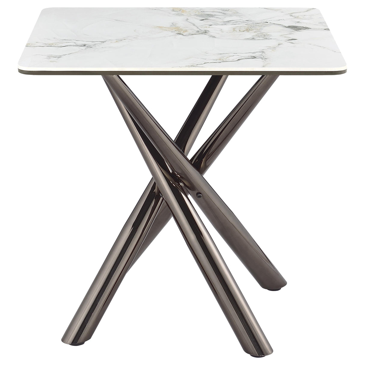  Coaster Furniture Carvell 708137 Square Sintered Stone Side Table Mirage - White IMAGE 2
