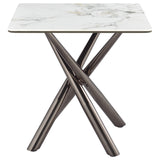  Coaster Furniture Carvell 708137 Square Sintered Stone Side Table Mirage - White IMAGE 2