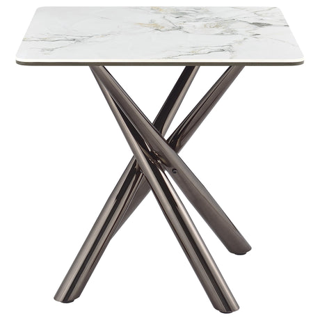  Coaster Furniture Carvell 708137 Square Sintered Stone Side Table Mirage - White IMAGE 2