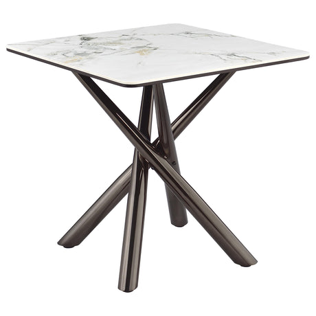  Coaster Furniture Carvell 708137 Square Sintered Stone Side Table Mirage - White IMAGE 4