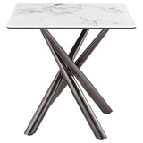  Coaster Furniture Carvell 708137 Square Sintered Stone Side Table Mirage - White IMAGE 7