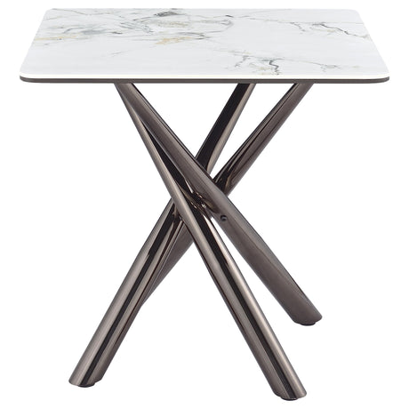  Coaster Furniture Carvell 708137 Square Sintered Stone Side Table Mirage - White IMAGE 7