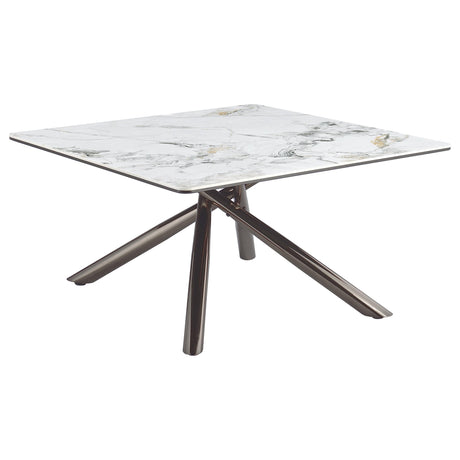  Coaster Furniture Carvell 708138 Square Sintered Stone Top Coffee Table - White IMAGE 3