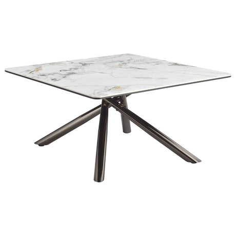  Coaster Furniture Carvell 708138 Square Sintered Stone Top Coffee Table - White IMAGE 5
