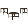  Coaster Furniture Cota 708288-S3 3-piece Solid Wood Coffee and End Table Set - Dark Brown IMAGE 1