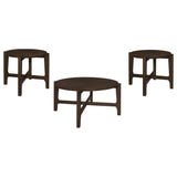  Coaster Furniture Cota 708288-S3 3-piece Solid Wood Coffee and End Table Set - Dark Brown IMAGE 1