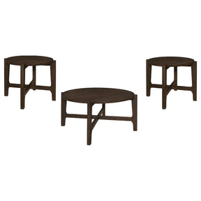  Coaster Furniture Cota 708288-S3 3-piece Solid Wood Coffee and End Table Set - Dark Brown IMAGE 1