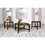  Coaster Furniture Cota 708288-S3 3-piece Solid Wood Coffee and End Table Set - Dark Brown IMAGE 2