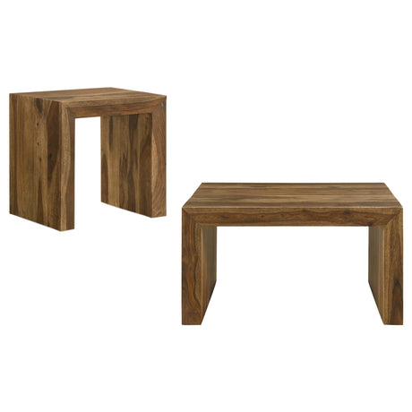  Coaster Furniture Odilia 708418-S2 2-piece Solid Wood Coffee and End Table Set - Auburn IMAGE 1