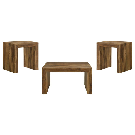  Coaster Furniture Odilia 708418-S3 3-piece Solid Wood Coffee and End Table Set - Auburn IMAGE 1