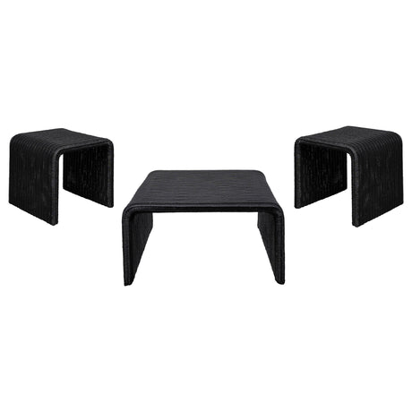  Coaster Furniture Cahya 708518-S3 3-piece Rattan Coffee and End Table Set - Black IMAGE 1