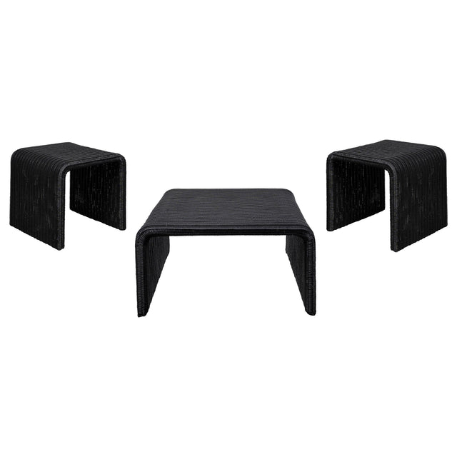  Coaster Furniture Cahya 708518-S3 3-piece Rattan Coffee and End Table Set - Black IMAGE 1