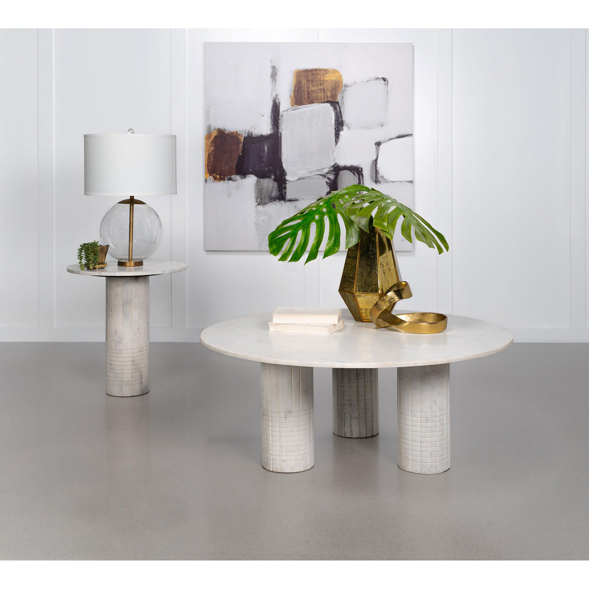  Coaster Furniture Astoria 709668-S2 2-piece Marble Coffee and End Table Set - White IMAGE 2
