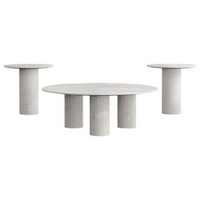  Coaster Furniture Astoria 709668-S3 3-piece Marble Coffee and End Table Set - White IMAGE 1