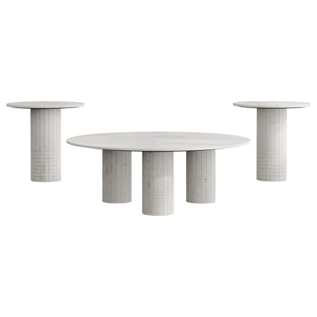  Coaster Furniture Astoria 709668-S3 3-piece Marble Coffee and End Table Set - White IMAGE 1