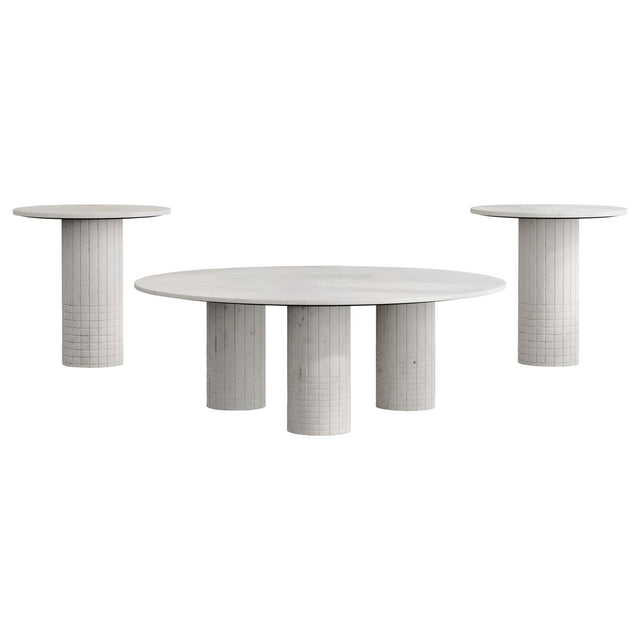  Coaster Furniture Astoria 709668-S3 3-piece Marble Coffee and End Table Set - White IMAGE 1