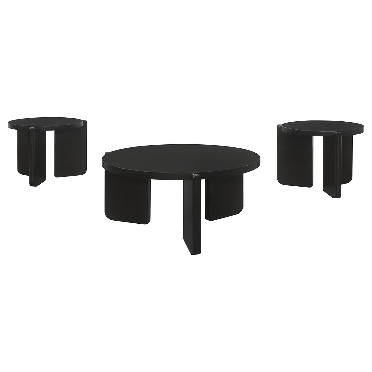  Coaster Furniture Cordova 709678-S3 3-piece Solid Wood Coffee and End Table Set - Black IMAGE 1