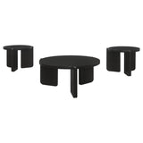  Coaster Furniture Cordova 709678-S3 3-piece Solid Wood Coffee and End Table Set - Black IMAGE 1
