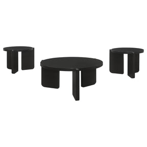 Coaster Furniture Cordova 709678-S3 3-piece Solid Wood Coffee and End Table Set - Black IMAGE 1
