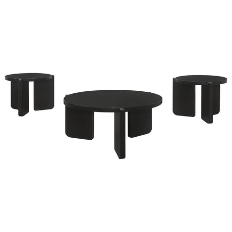  Coaster Furniture Cordova 709678-S3 3-piece Solid Wood Coffee and End Table Set - Black IMAGE 1