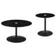 Coaster Furniture Ganso 709688-S2 2-piece Round Glass Top Coffee and End Table Set - Black IMAGE 1