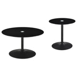  Coaster Furniture Ganso 709688-S2 2-piece Round Glass Top Coffee and End Table Set - Black IMAGE 1