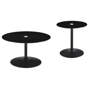  Coaster Furniture Ganso 709688-S2 2-piece Round Glass Top Coffee and End Table Set - Black IMAGE 1