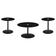  Coaster Furniture Ganso 709688-S3 3-piece Round Glass Top Coffee and End Table Set - Black IMAGE 1