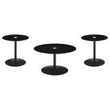  Coaster Furniture Ganso 709688-S3 3-piece Round Glass Top Coffee and End Table Set - Black IMAGE 1