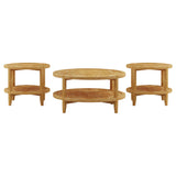  Coaster Furniture Camillo 709698-S3 3-piece Round Coffee and End Table Set - Maple IMAGE 1