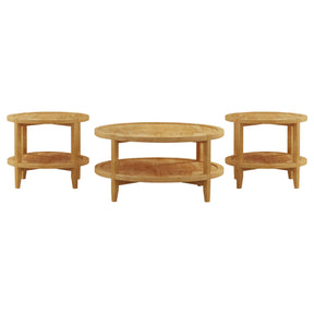  Coaster Furniture Camillo 709698-S3 3-piece Round Coffee and End Table Set - Maple IMAGE 1