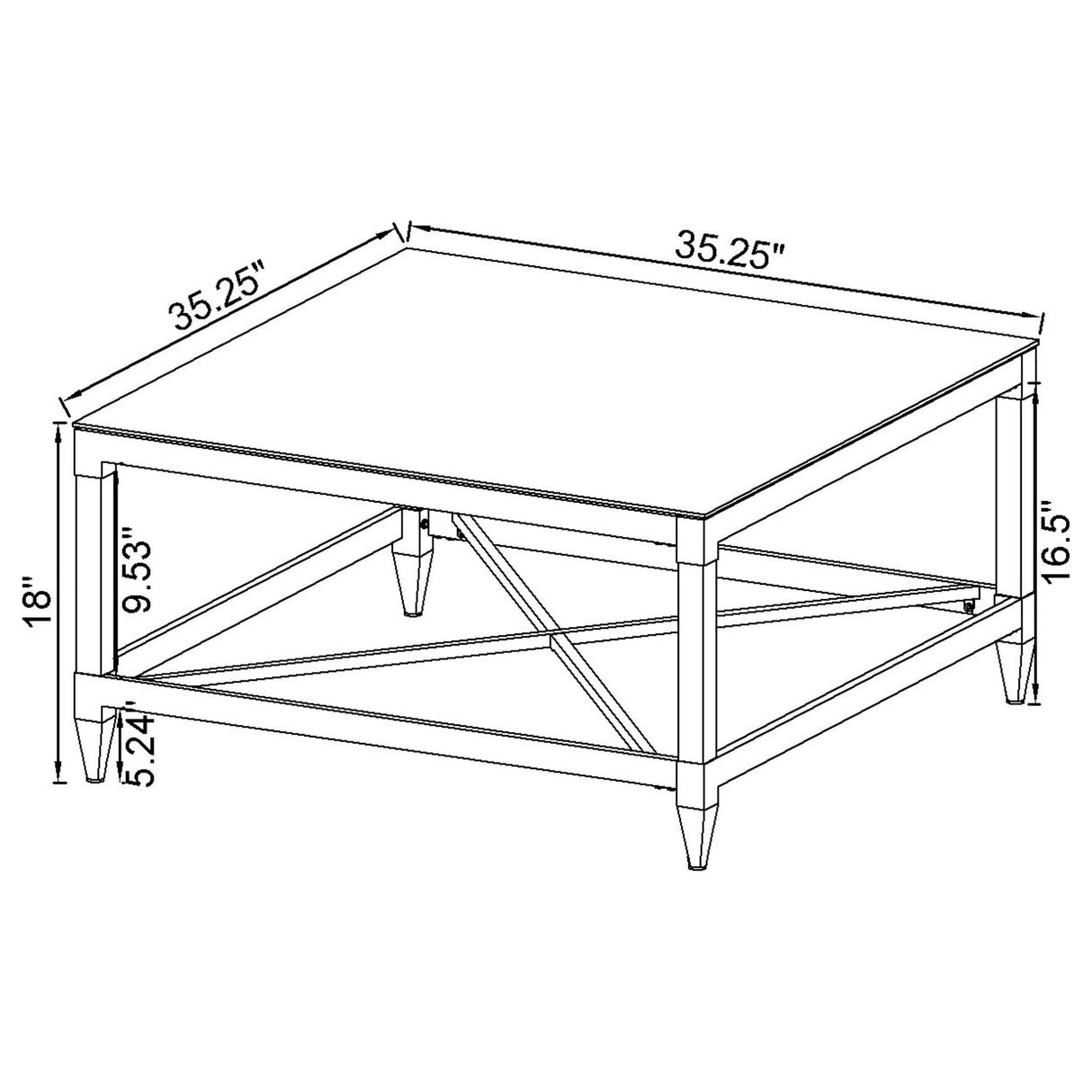  Coaster Furniture Lindley 709728-S2 2-piece Square Coffee and End Table Set - Chrome IMAGE 10