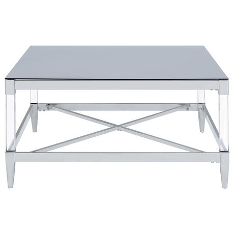  Coaster Furniture Lindley 709728-S2 2-piece Square Coffee and End Table Set - Chrome IMAGE 3