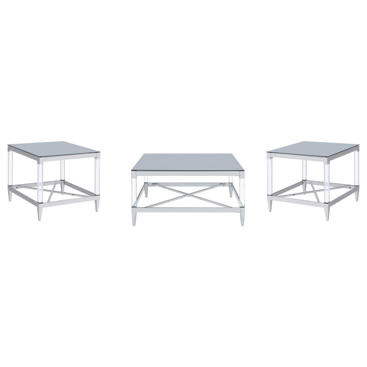  Coaster Furniture Lindley 709728-S3 3-piece Square Coffee and End Table Set - Chrome IMAGE 1
