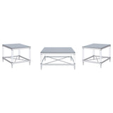  Coaster Furniture Lindley 709728-S3 3-piece Square Coffee and End Table Set - Chrome IMAGE 1