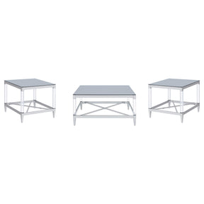  Coaster Furniture Lindley 709728-S3 3-piece Square Coffee and End Table Set - Chrome IMAGE 1