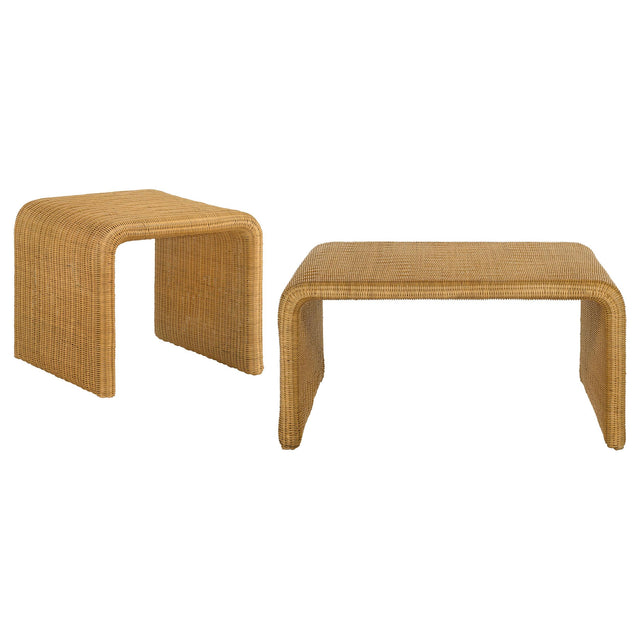  Coaster Furniture Cahya 709818-S2 2-piece Rattan Coffee and End Table Set - Natural IMAGE 1