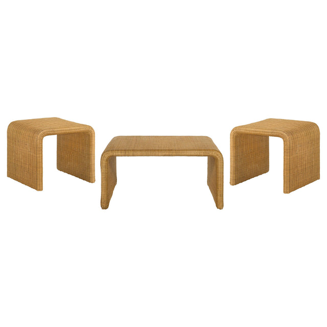  Coaster Furniture Cahya 709818-S3 3-piece Rattan Coffee and End Table Set - Natural IMAGE 1