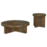  Coaster Furniture Kinkaid 710138-S2 2-piece Solid Wood Coffee and End Table Set - Brown IMAGE 1