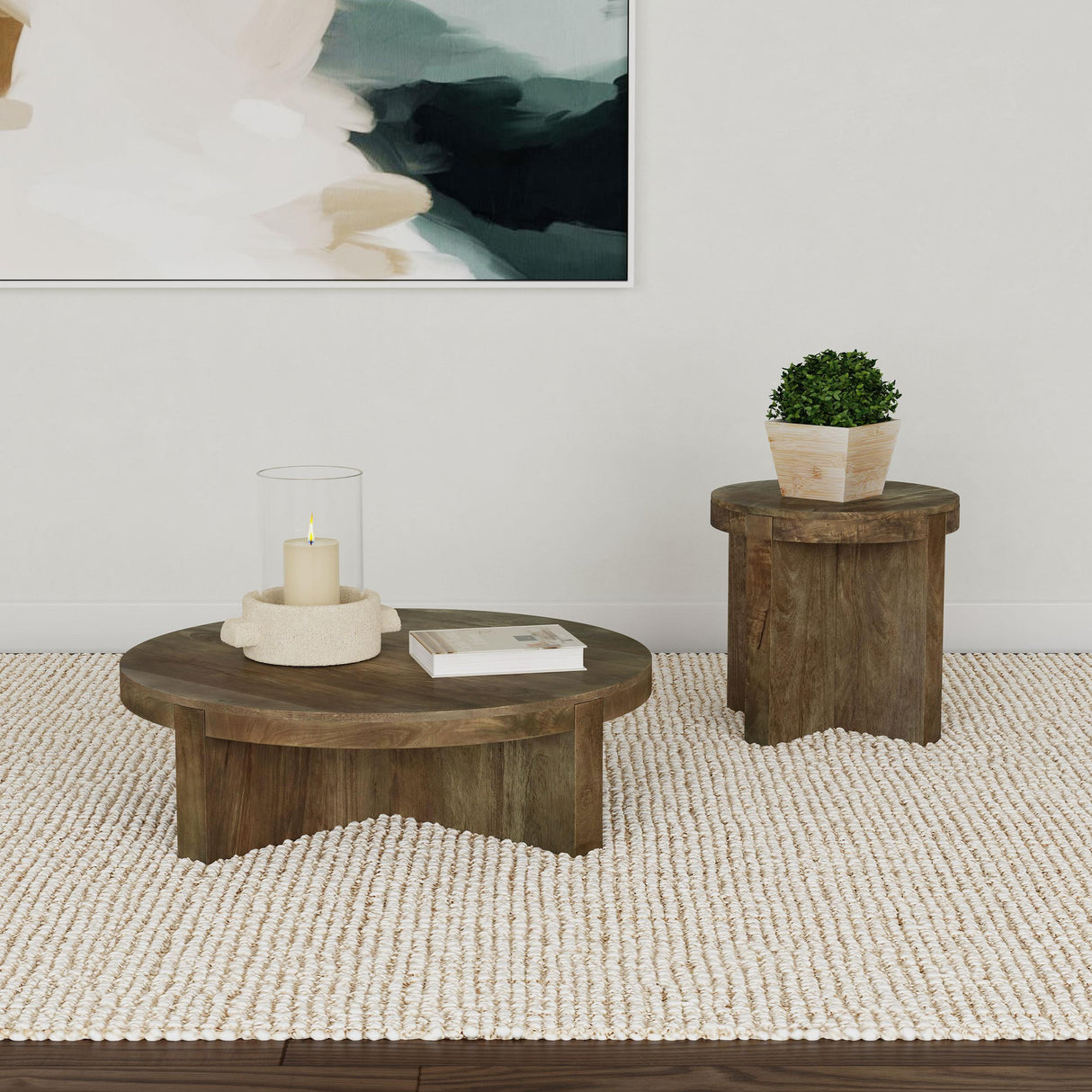  Coaster Furniture Kinkaid 710138-S2 2-piece Solid Wood Coffee and End Table Set - Brown IMAGE 2