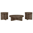  Coaster Furniture Kinkaid 710138-S3 3-piece Solid Wood Coffee and End Table Set - Brown IMAGE 1