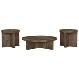  Coaster Furniture Kinkaid 710138-S3 3-piece Solid Wood Coffee and End Table Set - Brown IMAGE 1
