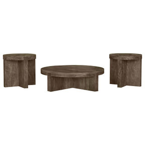  Coaster Furniture Kinkaid 710138-S3 3-piece Solid Wood Coffee and End Table Set - Brown IMAGE 1