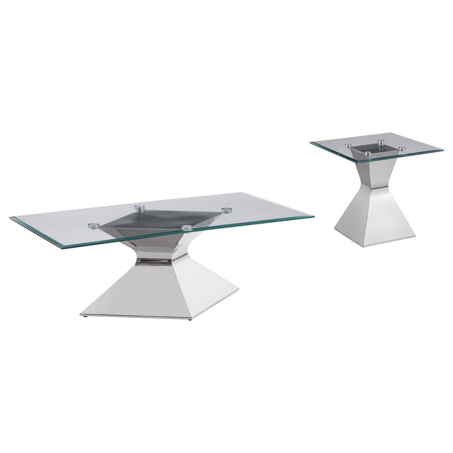  Coaster Furniture Jenny 710208-S2 2-piece Rectangular Coffee and End Table Set - Chrome IMAGE 1