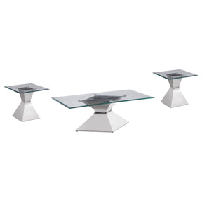  Coaster Furniture Jenny 710208-S3 3-piece Rectangular Coffee and End Table Set - Chrome IMAGE 1