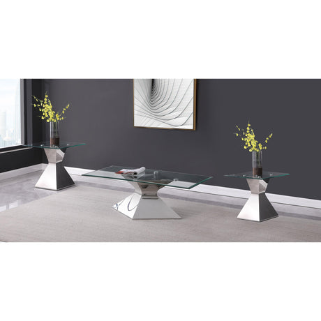  Coaster Furniture Jenny 710208-S3 3-piece Rectangular Coffee and End Table Set - Chrome IMAGE 4