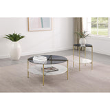  Coaster Furniture Jonelle 710338-S2 2-piece Round Coffee and End Table Set - Gold IMAGE 2