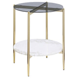  Coaster Furniture Jonelle 710338-S2 2-piece Round Coffee and End Table Set - Gold IMAGE 3
