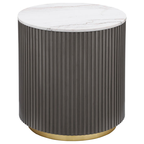  Coaster Furniture Jason 710418-S2 2-piece Round White Marble Coffee Table Set - Charcoal IMAGE 3